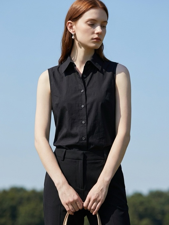 Boston Proper Tops - Sale Boston Proper Black Sleeveless Button-Down Shirt